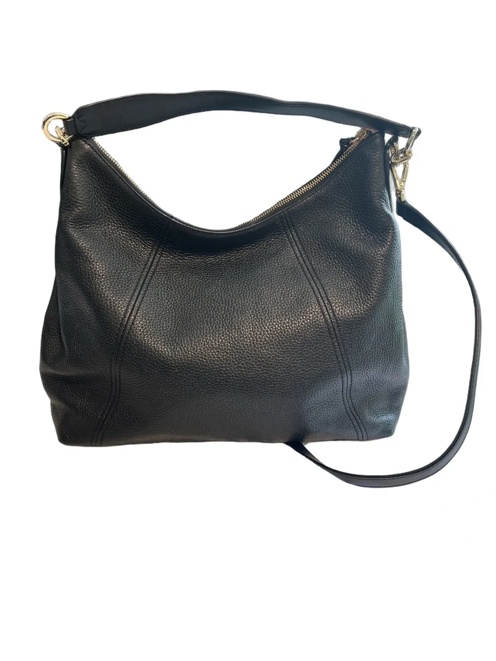 Michael Kors Sienna Large Black Pebbled Leather Hobo with Gold Hardware - Picture 3 of 9